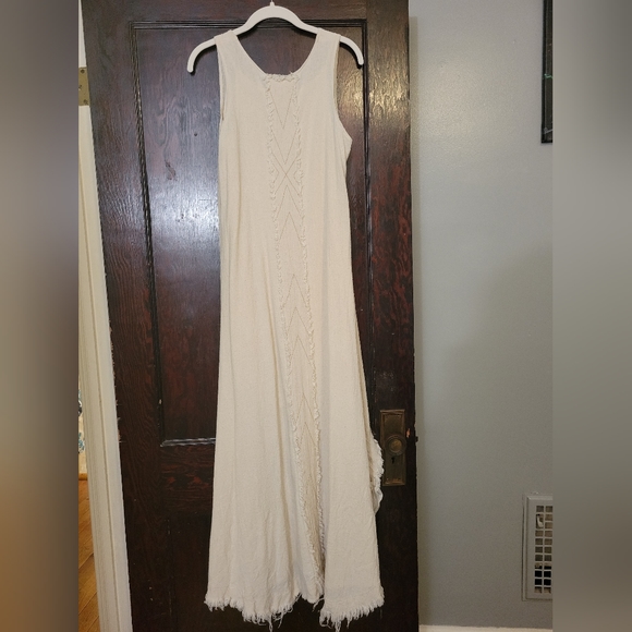 White Linen Dress ∆ Women Boho Wedding Dress ∆ Maxi Bohemian Dress ∆ Asymmetric - Picture 7 of 9